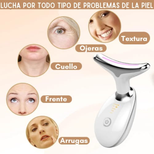 Masajeador Facial LED 3 en 1 – Reafirma, Reduce Arrugas y Papada