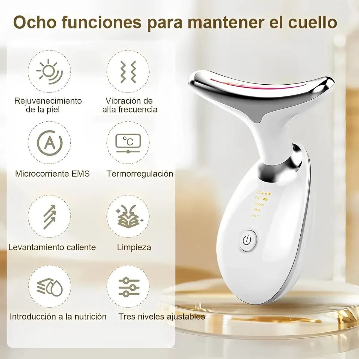 Masajeador Facial LED 3 en 1 – Reafirma, Reduce Arrugas y Papada
